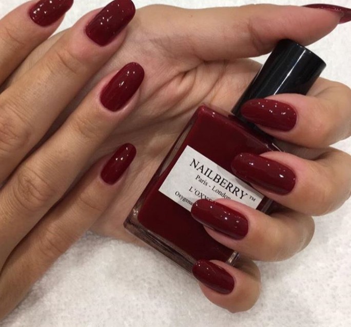 2. Nailberry burgundy red nail polish